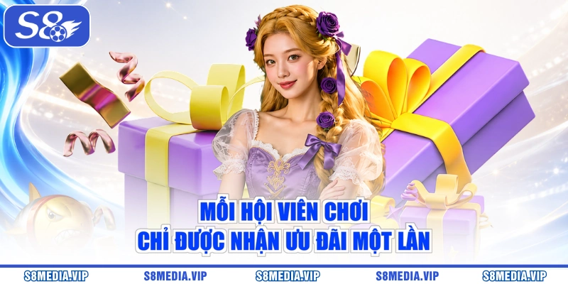 Mỗi hội viên chơi chỉ được nhận ưu đãi một lần
